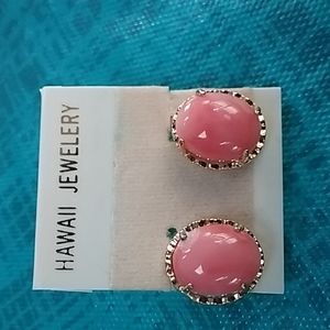 Hawaii clip pink opal earrings